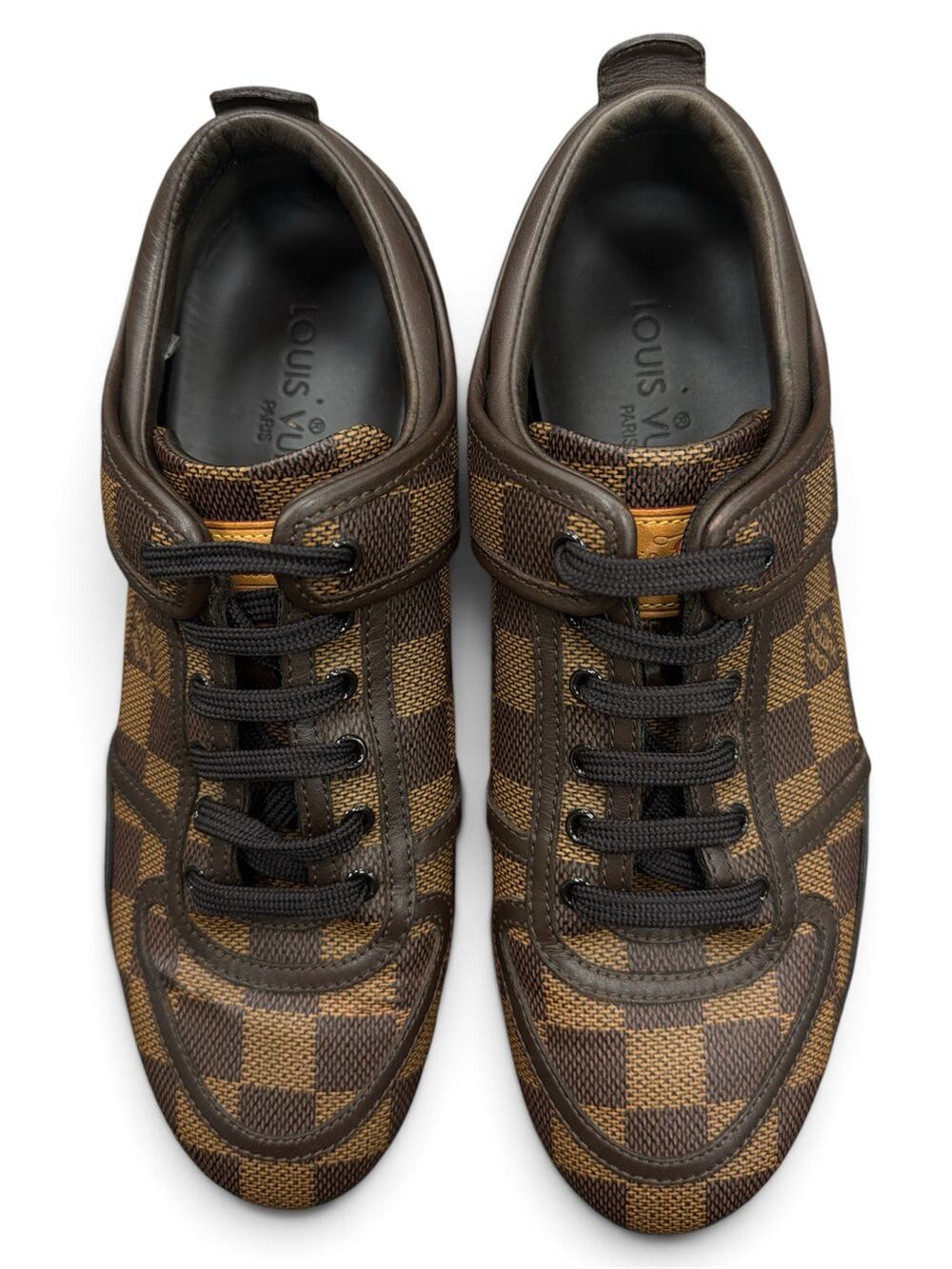 Louis Vuitton Women’s US 4.5/5 Damier Ebene Leather Canvas Low-Top Sneakers